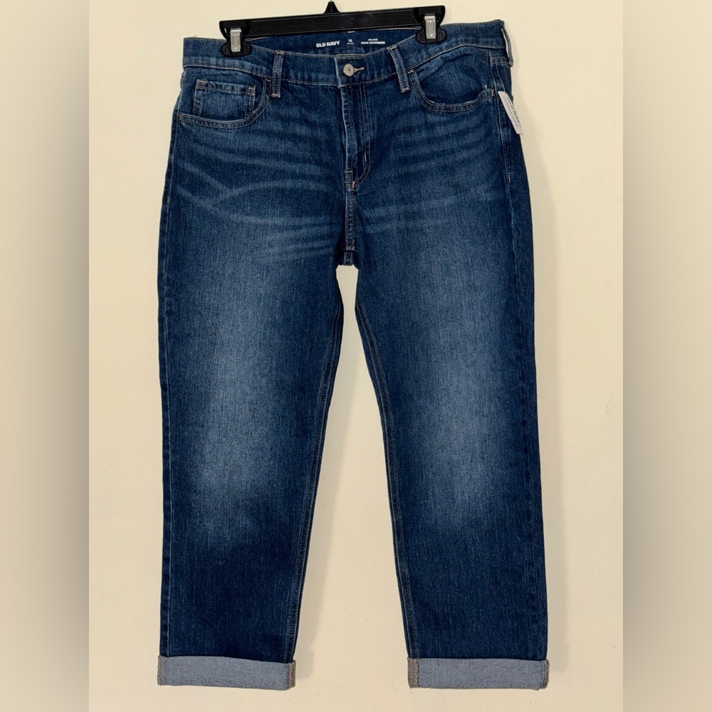 Old Navy Dark Blue Denim Pants Mid Rise WOW Boyfriend